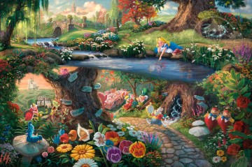Thomas Kinkade Painting - Disney Alicia en el país de las maravillas Thomas Kinkade